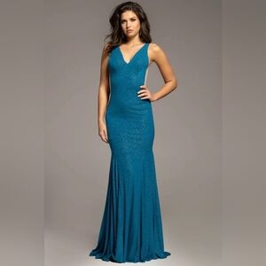 Jovani #23701 Elegant Peacock Prom Or Evening Gown, Size 14